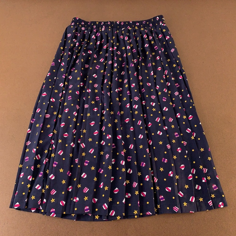 Maggie Barnes Women's Size 24W Navy Stars & Shields Printed Pull On Midi Skirt